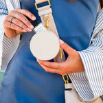 Percy Phone Pouch Two Piece Holiday Set. Genuine soft leather quilted, waterproof Percy Phone Pouch with + Nylon Purse Strap and matching Coin Purse in our neutral Stone. Complete luxury, hands free style.