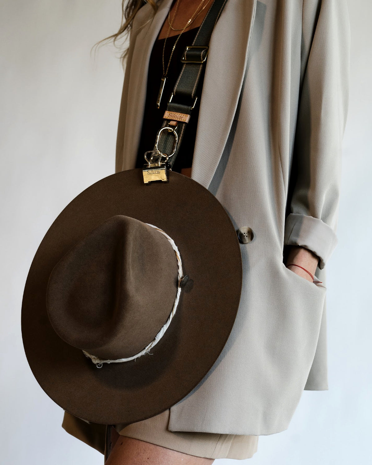 Sidecar Nylon Purse Strap in Olive + Gold Duo Set.